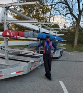 Brian White with the GDRA trailer at the Speakmon Memorial Regatta in 2021.
